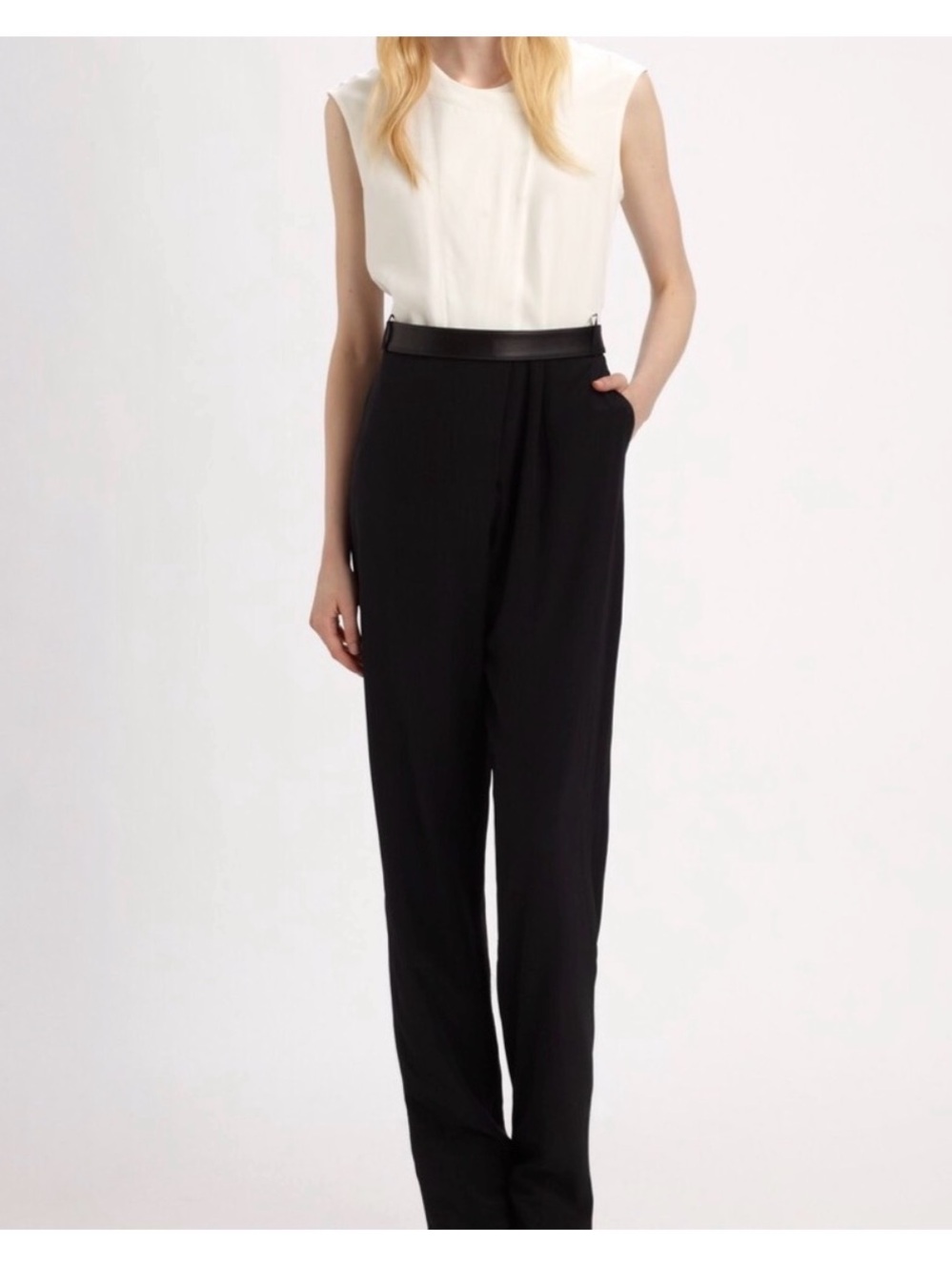 Elizabeth and James Black High-Waist Jumpsuit with White Bodice